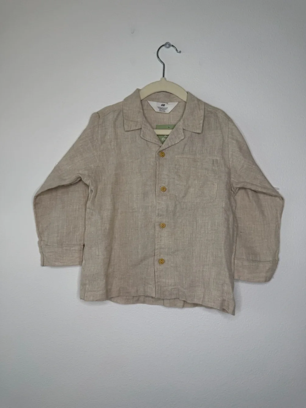 NWT Unisex Kids 100% Organic Linen Set 4T Natural Beige‎ 2 piece long sleeve